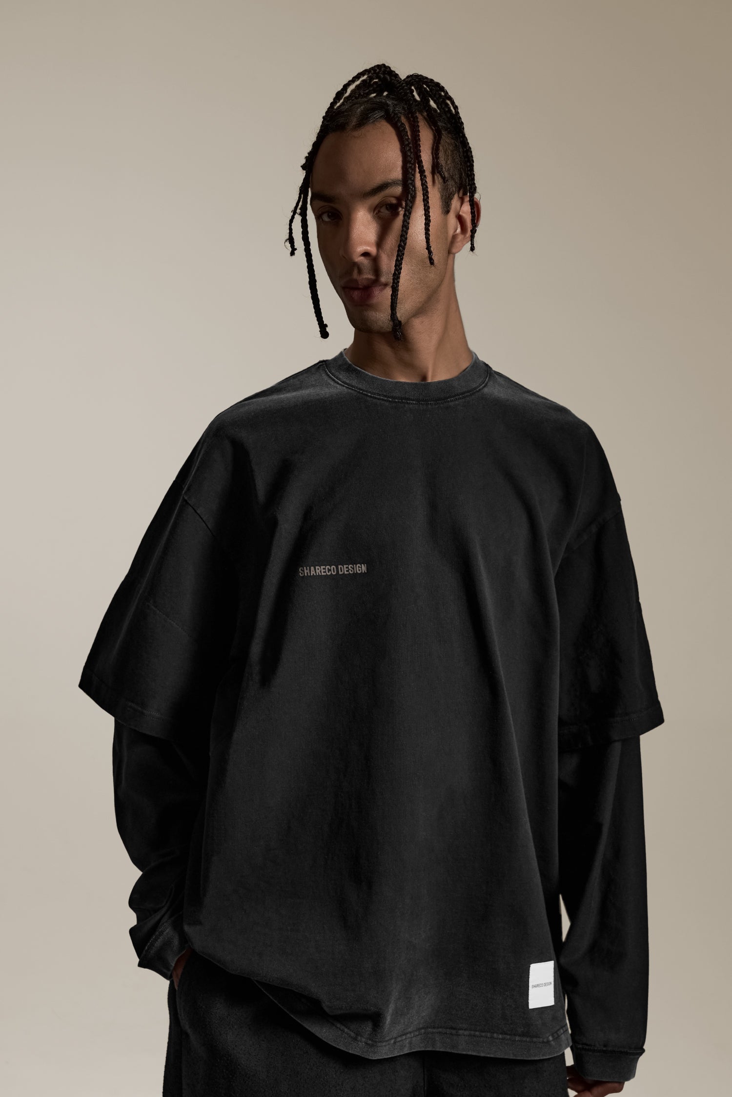 REVERSIBLE WASHED LONG SLEEVE TEE