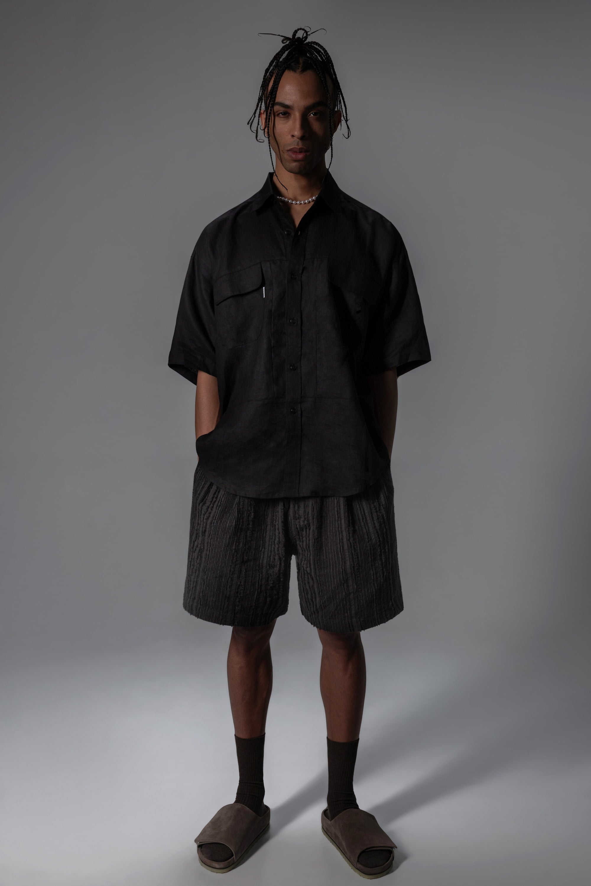 COTTON LINEN STRIPED SHORTS 條紋棉麻短褲 - SHARECO DESIGN